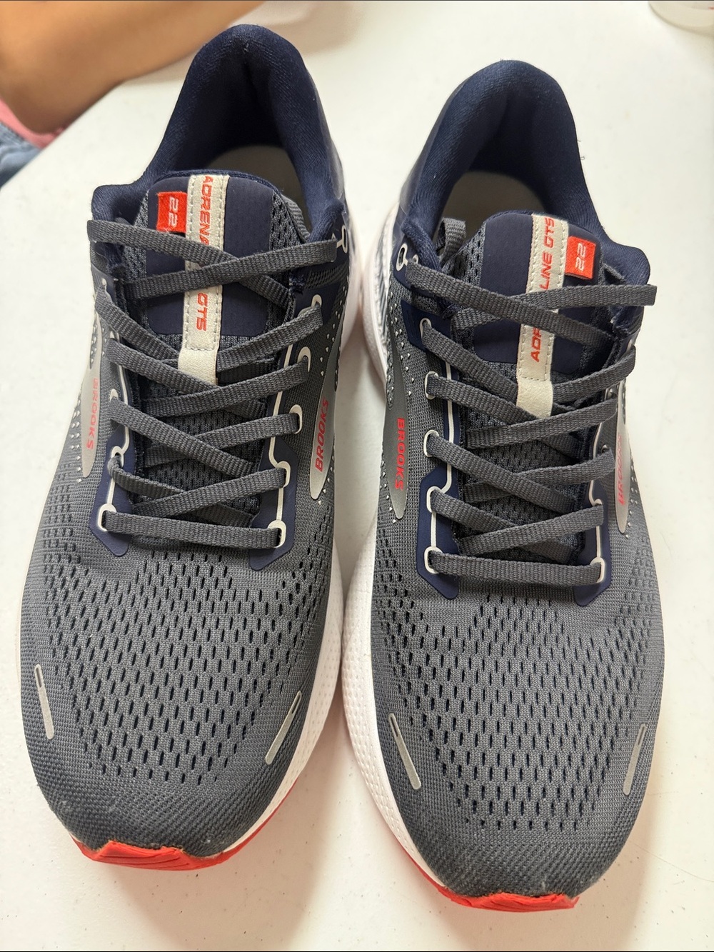 Brooks Men's Adrenaline GTS Running Shoes - Gray, Navy with Red Accents